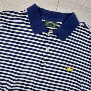 Masters Collection Polo Shirt Mens XL Navy Blue Striped Mercerized Cotton Golf